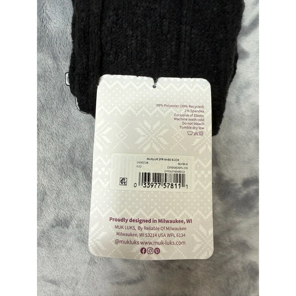 Muk Luks Women’s 2 Pair Pack Knee High Socks Size 6-11 Black